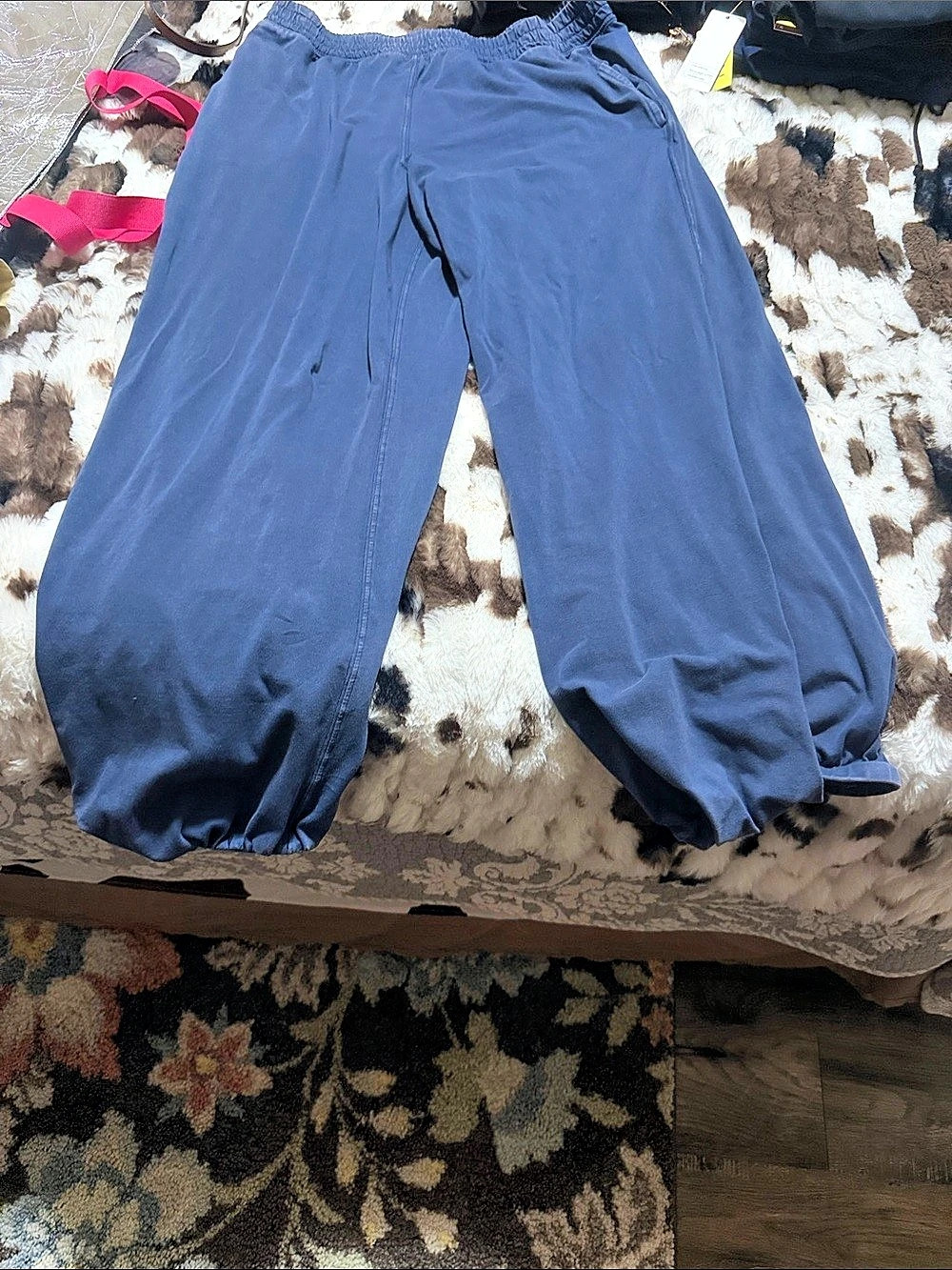 FP Movement Game Day Pants Blue Joggers. Can see some wear on the ankle